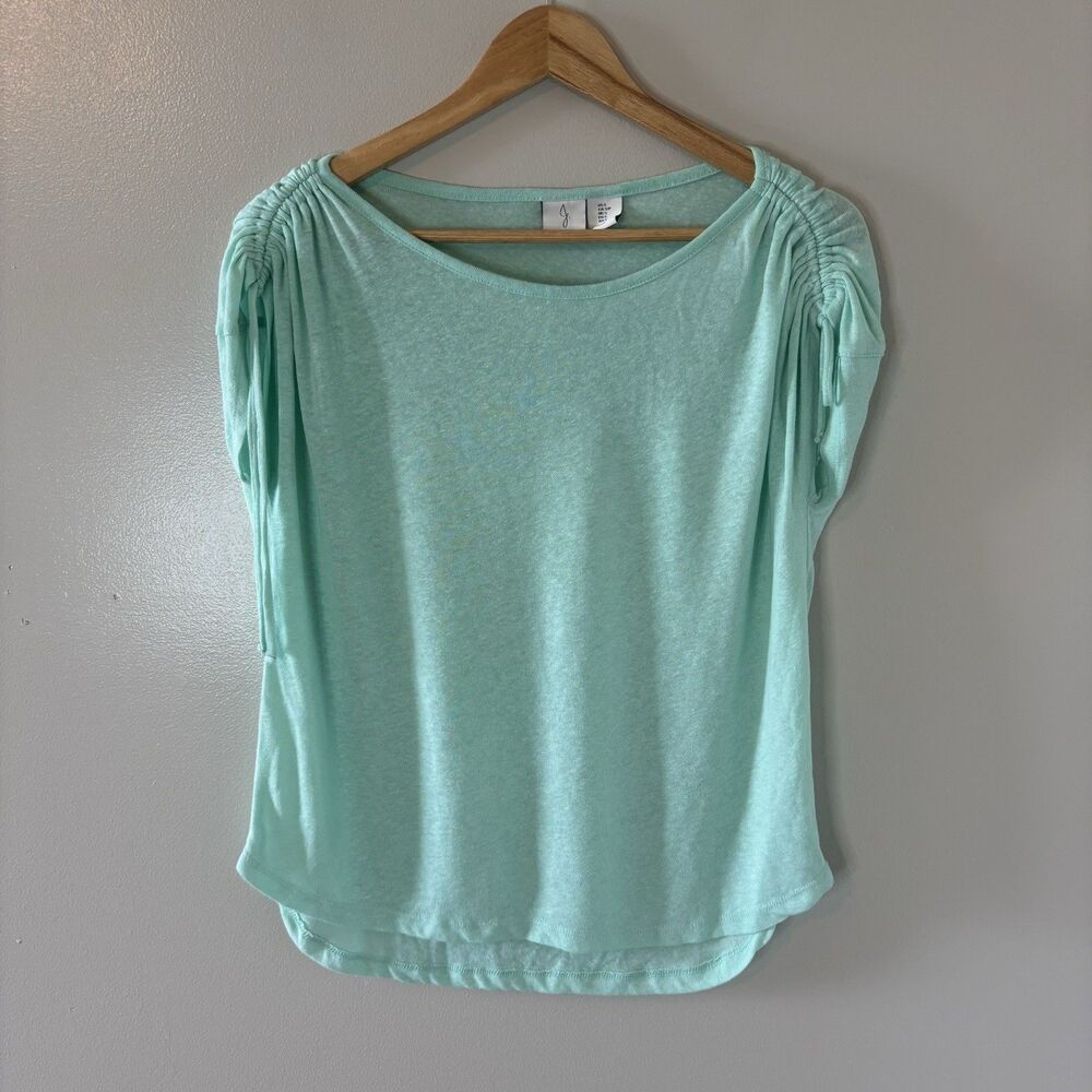 Joie Linen Mint Green Top Womens Short Sleeve Shirt Sz Small